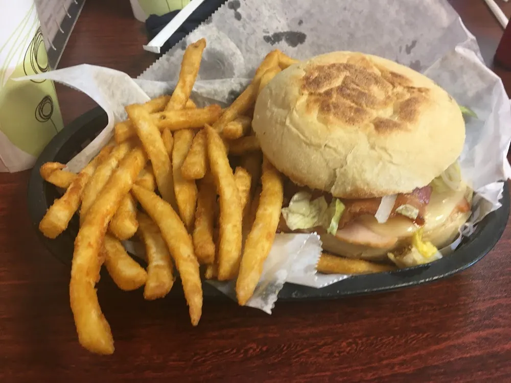 Turkey Bacon and Cheese Sandwich with Fries